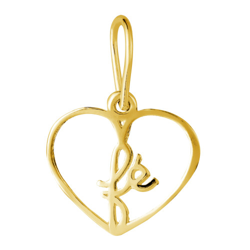 Pingente de Prata Link Coração Fé Revestida em Ouro 18k 11X11