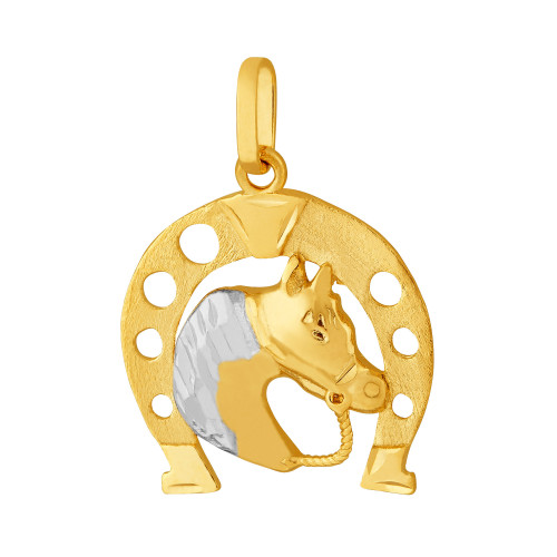 Pingente de Prata Country Cavalo Revestido com Ouro e Rhodio