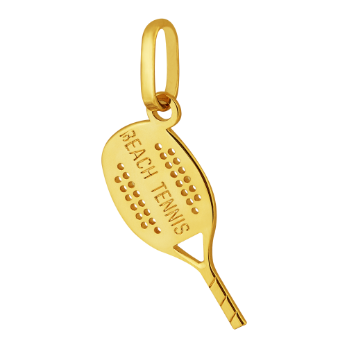 Pingente de Prata Raquete Beach Tennis Revestida em Ouro 18k 15x0.6mm