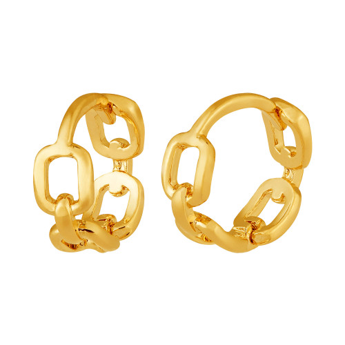 Brinco de Prata Argola Classic Chain Revestido com Ouro 10x3.75mm