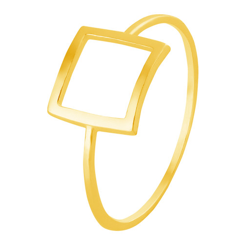 Anel de Prata Quadrado Revestido com ouro 18k