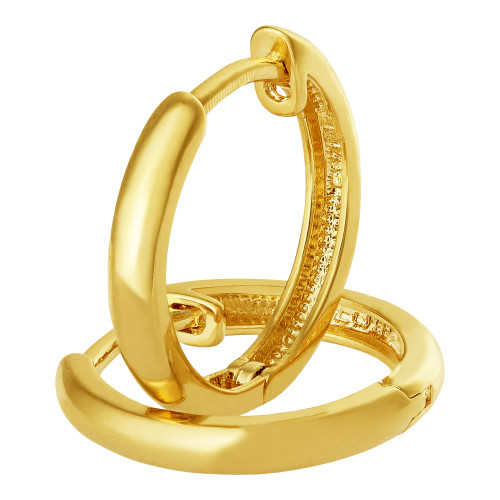 Brinco de Prata Argolinha Revestida em Ouro 18k 12x2,2mm