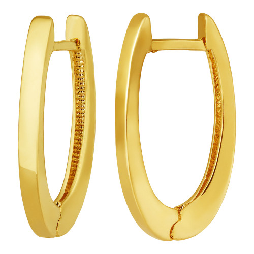 Brinco de Prata Argola Oval Revestida em Ouro 18k 20x10mm