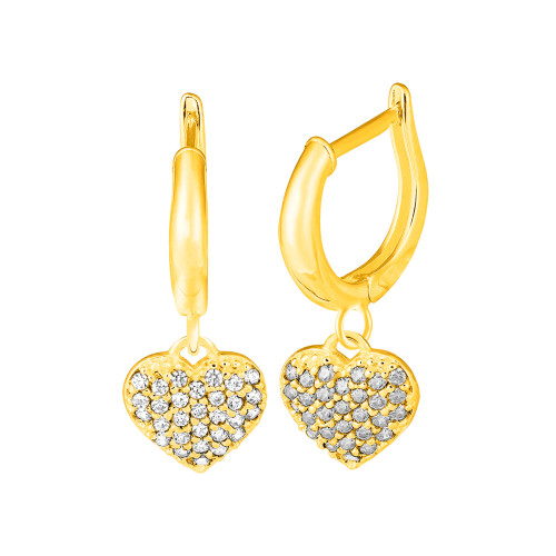 Brinco de Prata Argola Heart Glow Revestido com Ouro 18k Zircônia Branca