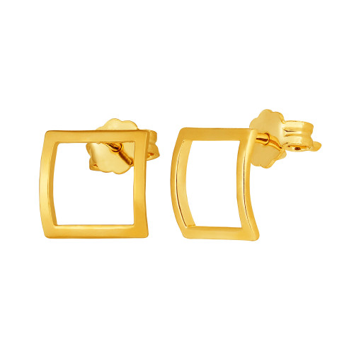 Brinco de Prata Quadrado Revestido em Ouro 18k 10x10mm