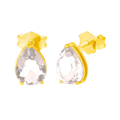 Brinco de Prata Ponto de Luz Cristal Revestido Ouro 18k