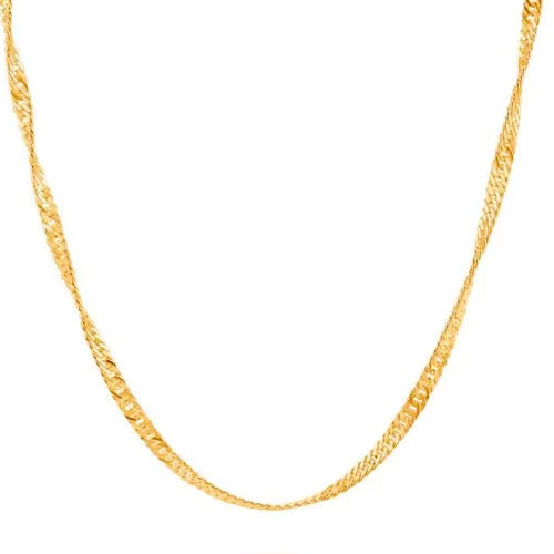 Corrente de Prata Singapura Fina  Revestida com Ouro 18K 1.15mm 45cm