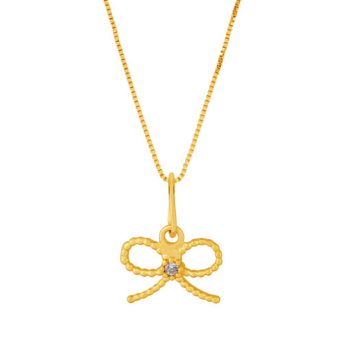 Colar de Prata Lacinho Revestido com Ouro 18k 45cm