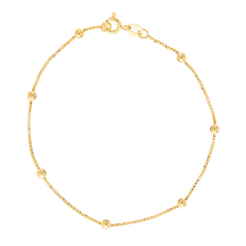 Pulseira de Prata Bolinha Revestida com Ouro 18K 3.0mm 18cm