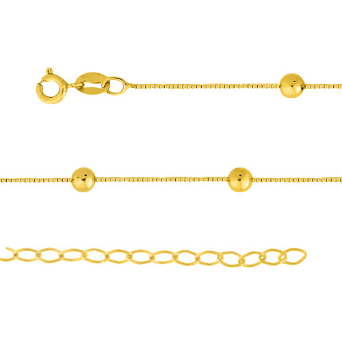 Colar de Prata Bolinha Revestido com Ouro 18k 33cm Extensor 40cm