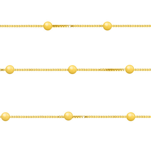 Colar de Prata Bolinha Revestido com Ouro 18k 3mm 45cm