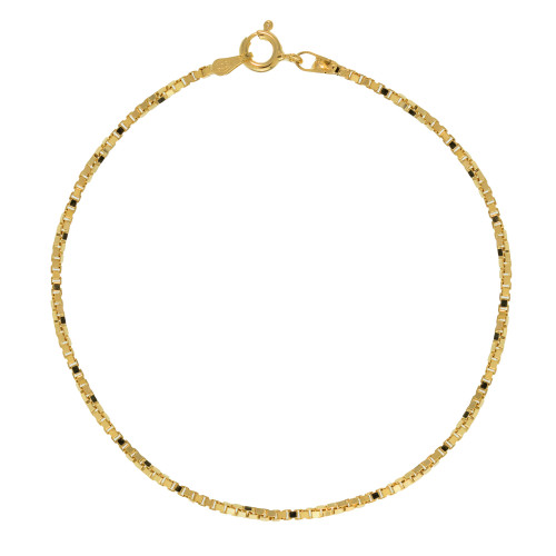 Pulseira de Prata Veneziana Revestida com Ouro 18k 1.5mm 18cm