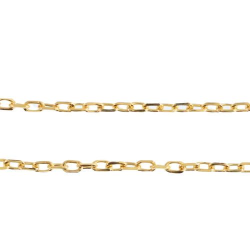 Corrente de Prata Elos Alongados Revestida 18K 40cm Extensor 45cm