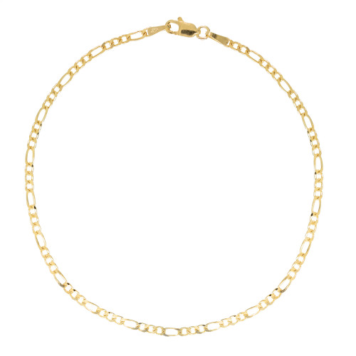 Pulseira de Prata 3x1 Facetada Revestida em Ouro 18K 2,2mm 21cm