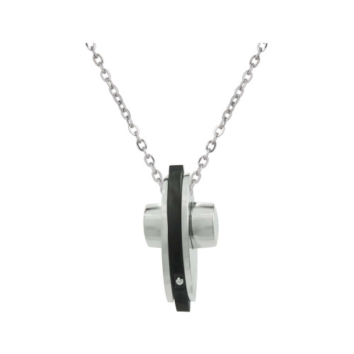 Colar Aço Cartier com Cruz IPB e Zircônia 20x10mm