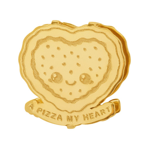 Pingente Aço Hit A Pizza My Heart 16.5mm Gold IPG