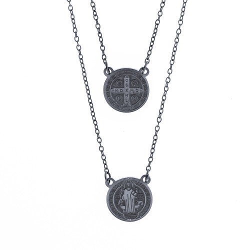 Escapulário de Aço Black Mini São Bento IPB 9.5mm 60cm