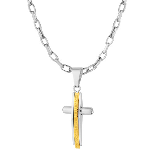 Colar de Aço Cruz Trabalhada IPG 30x15mm