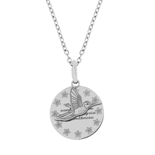 Colar de Aço Beija Flor Coleção For Me 60cm com extensor 50cm