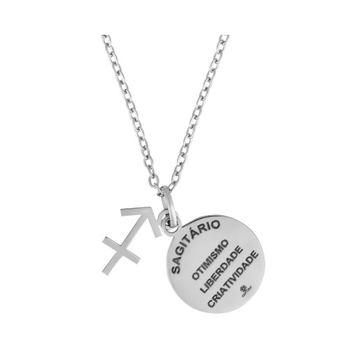 Colar de Aço Signo Sagitário 18mm 50cm