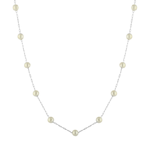 Colar de Aço Pérolas Brancas 40cm + 5cm extensor