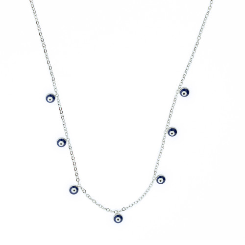 Colar de Aço Mistério Olho Grego 45cm