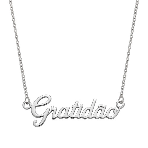 Colar de Aço Coleção Mantras Gratidão 40cm +5cm de Extensor
