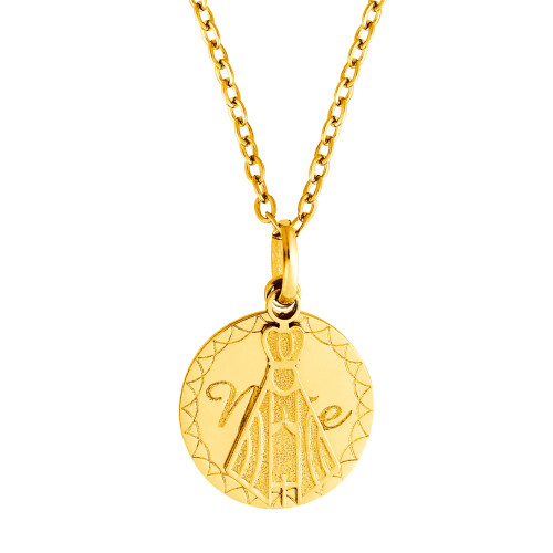Colar de Aço NSra Aparecida Coleção For Me Gold IPG 60cm com extensor 50cm