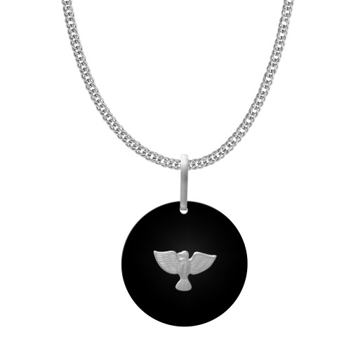 Colar de Aço Espírito Santo com Resina 50cm