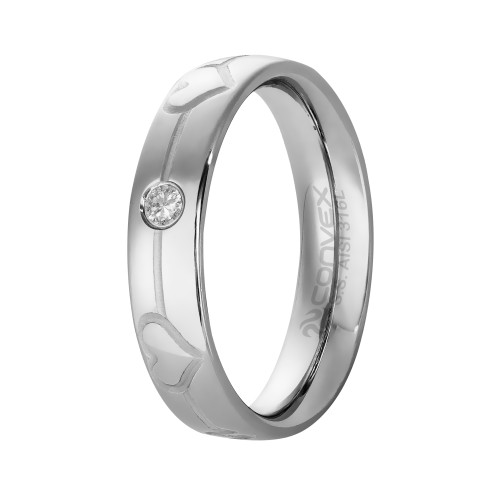 Aliança de Aço Love Beat com zircônia 2.5mm 5mm