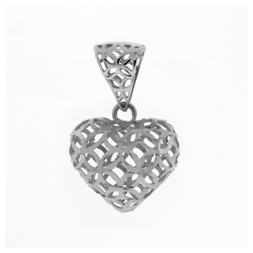 Pingente de Prata Coração Single Filigrana 10x10