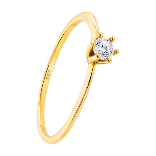 Anel Solitário Oásis Liga OURUM com Zircônia 4mm Ouro 250k