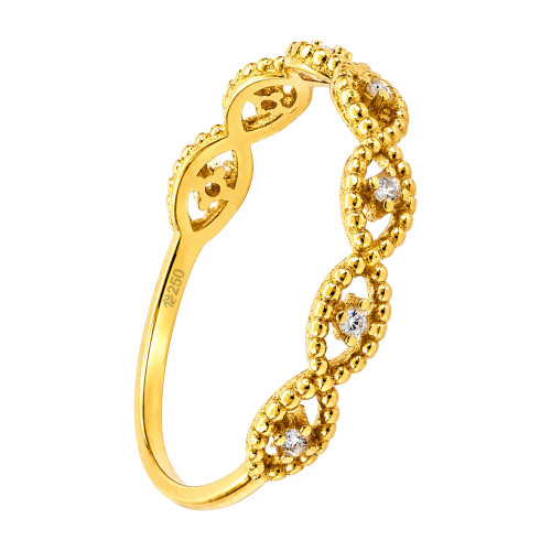 Anel Aparador Infinito Liga OURUM com Zircônia Ouro 250k