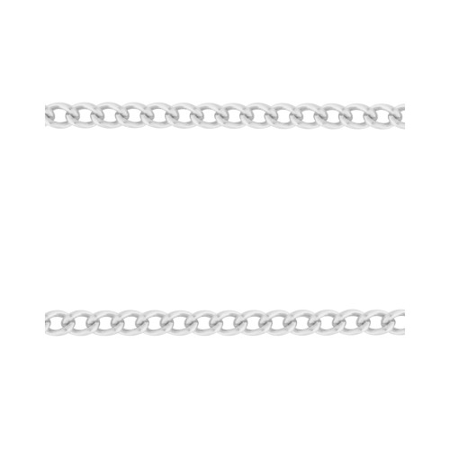 Corrente Prata Rodinada Groumet Fina 1.23mm 37cm