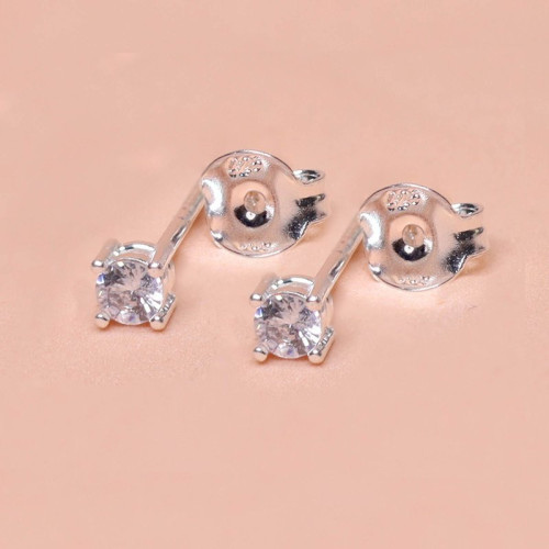 Brinco de Prata Ponto de Luz Coleção Fancy Zircônia 3mm