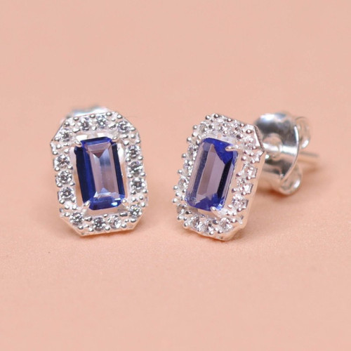 Brinco de Prata Coleção Princess Zircônia Tanzanita 