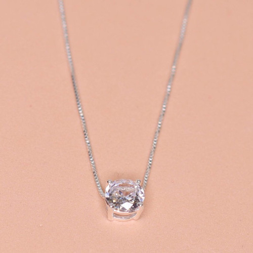 Colar de Prata Ponto de Luz Coleção Fancy Cristal 7mm 45cm