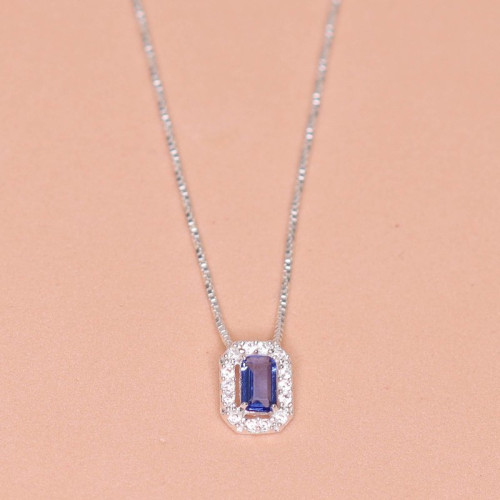 Colar de Prata Coleção Princess Zircônia Tanzanita 3x5 45cm