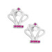Brinco Prata Coroa com Zircônia Vermelha 12.5x13mm